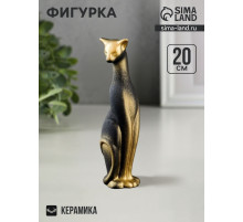 Фигура керамика «Кошка Багира голова влево», чёрно-золотой, 5×5×20 см