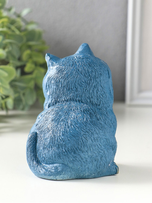 Фигурка гипс «Кот сидит», серо-голубой, 10×9×11 см