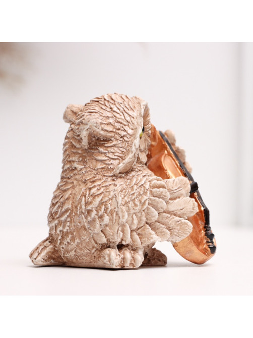 Фигура гипс «Сова-скрипач», коричневая, 8×6×6 см