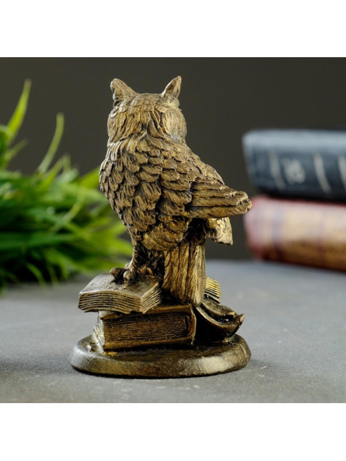 Фигурка гипс «Филин на книгах», состаренное золото, 11×7×7 см