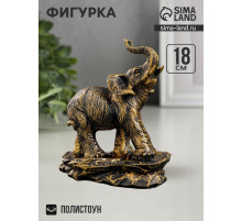 Фигурка полистоун «Слон хобот вверх на горе», под бронзу, 18×16×9 см