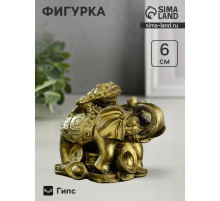 Фигурка гипс «Слон на деньгах», состаренное золото, 7×4×6 см