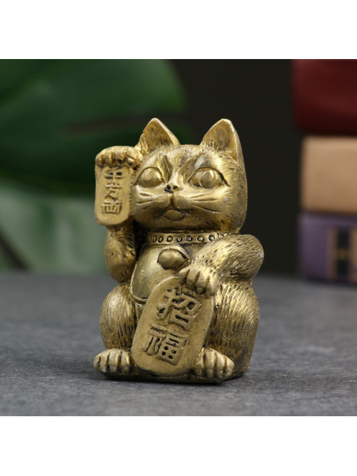 Фигурка гипс «Котик денежный», золото, 8×5×5 см