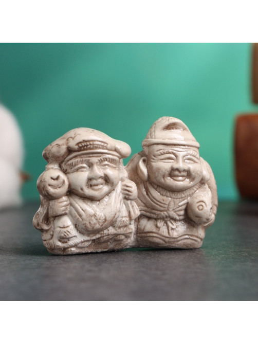 Фигурка «Дайкоку и Эбису», слоновая кость, 6×3×4 см