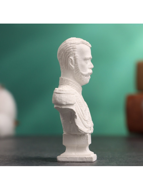 Бюст «Император Николай II», фигурка гипс, белый, 4.5×2.5×6.5 см