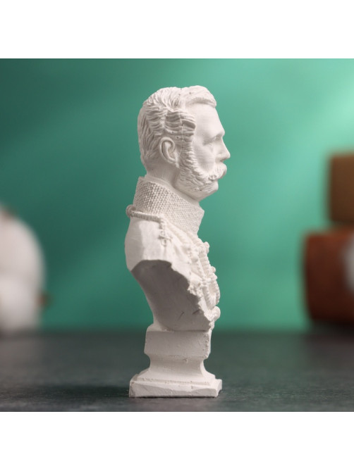 Бюст «Александр II Император», фигурка гипс, белый, 4.5×2×6 см