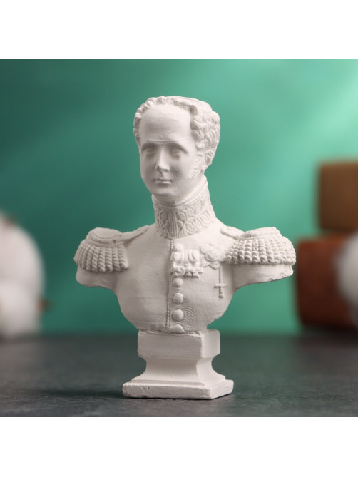 Бюст «Император Александр I», фигурка гипс, белый, 5×2×6.5 см