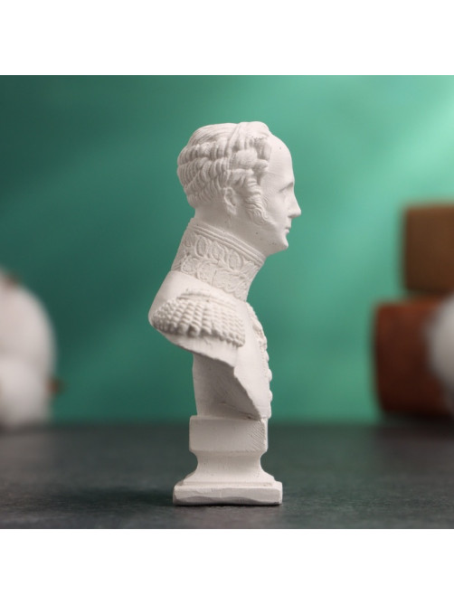 Бюст «Император Александр I», фигурка гипс, белый, 5×2×6.5 см