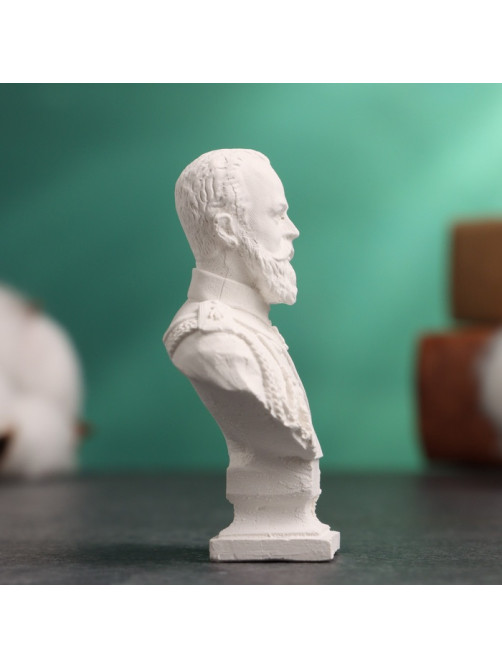 Бюст «Император Александр III», фигурка гипс, белый, 4.5×2.5×6.5 см