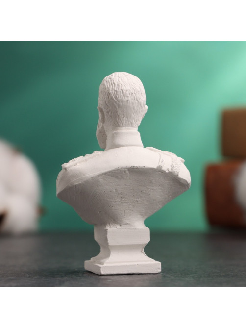 Бюст «Император Александр III», фигурка гипс, белый, 4.5×2.5×6.5 см