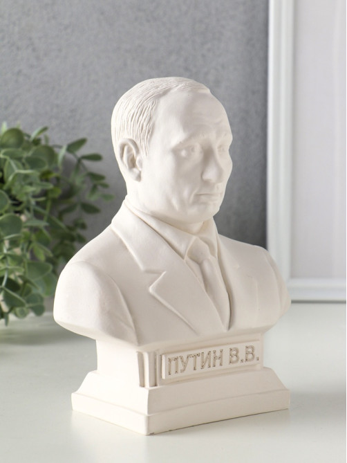 Бюст «Путин», фигурка гипс, белый, 18×14×8 см
