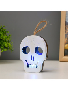 Фигурка световая RISALUX «Череп», LED-ночник, 1 Вт, RGB, от батареек LR1130, бело-чёрный, 9.5×4×5 см