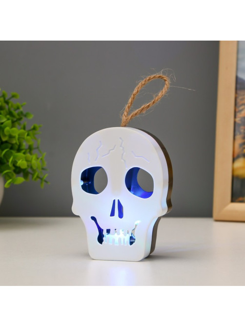 Фигурка световая RISALUX «Череп», LED-ночник, 1 Вт, RGB, от батареек LR1130, бело-чёрный, 9.5×4×5 см