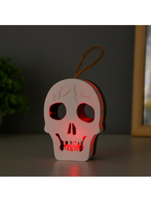 Фигурка световая RISALUX «Череп», LED-ночник, 1 Вт, RGB, от батареек LR1130, бело-чёрный, 9.5×4×5 см