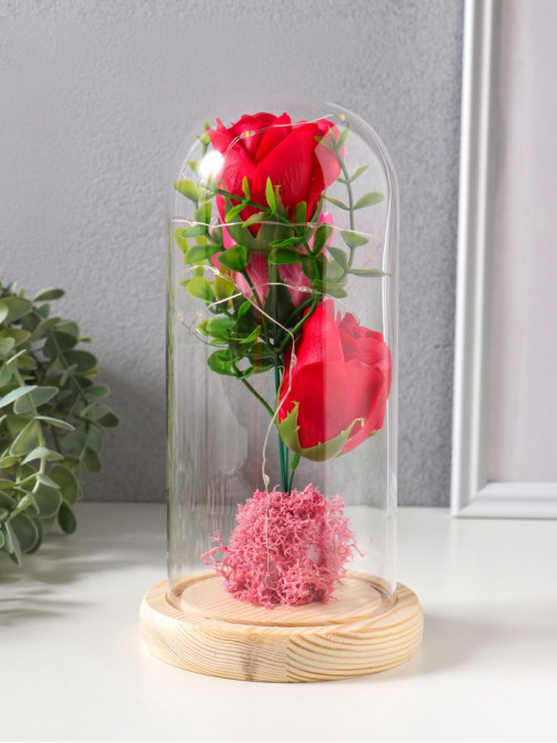 Фигурка световая колба RISALUX «Три розы», LED - ночник, от батареек, 3×ААА 11×11×21.5 см