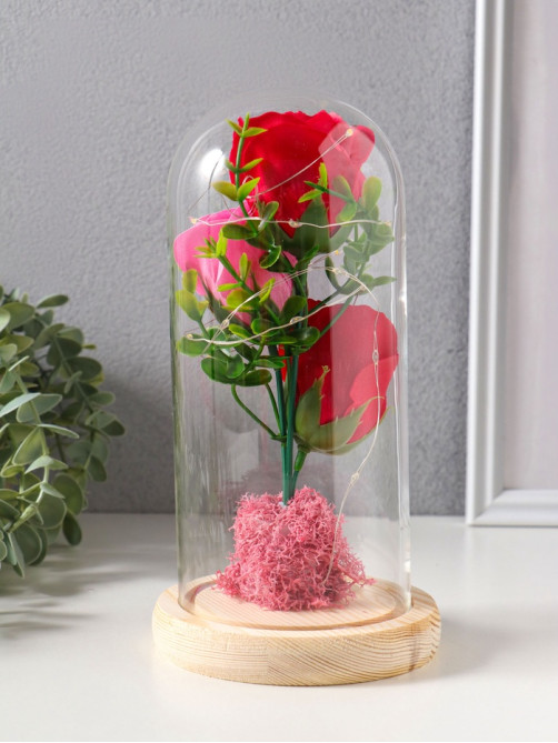 Фигурка световая колба RISALUX «Три розы», LED - ночник, от батареек, 3×ААА 11×11×21.5 см
