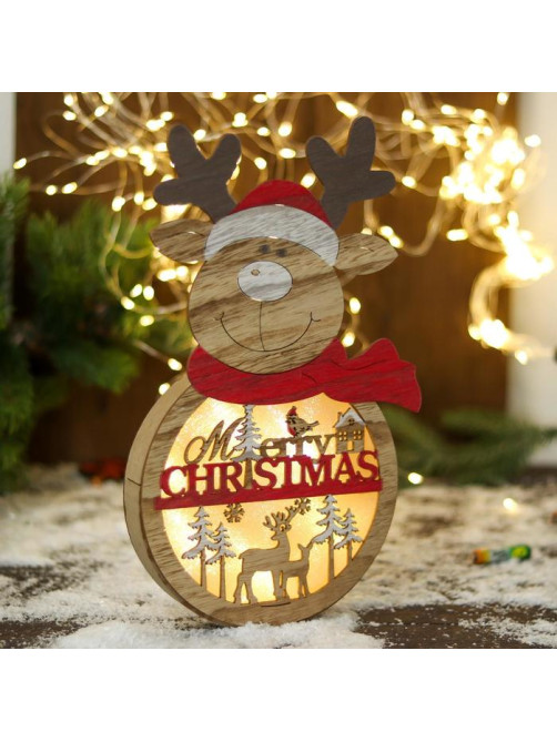Светильник новогодний «Олень в шарфике и пожеланием» 16.5×30 см