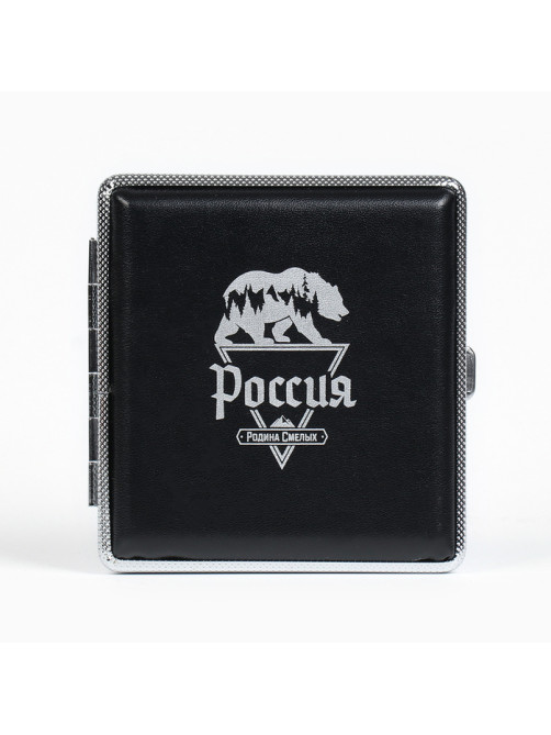 Портсигар «Россия - родина смелых», 9.9×9.4×1.9 см