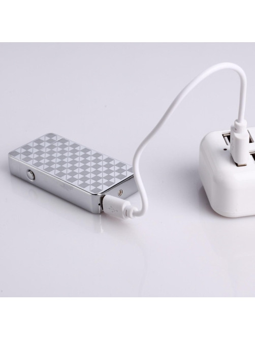Зажигалка электронная, дуговая, USB, 3.5×7 см, серебристый узор