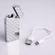 Зажигалка электронная, дуговая, USB, 3.5×7 см, серебристый узор
