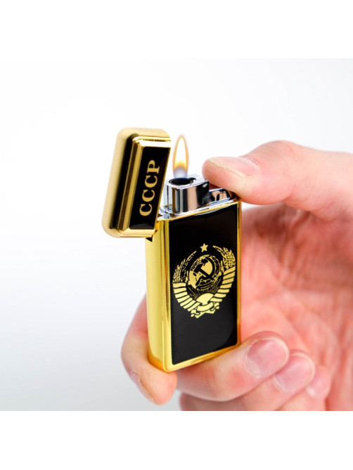 Зажигалка газовая «СССР», металлическая, пьезо, 6.7×3.4×1 см