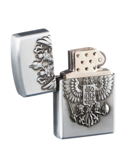 Зажигалка газовая «Герб России», 3.5×5.5×1.2 см, серебро