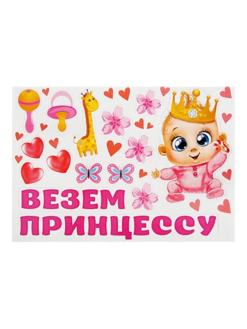 Набор магнитов на авто «Везем принцессу!», на выписку