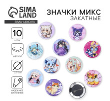 Значок металлический, закатной «Аниме», d=2.5 см, МИКС