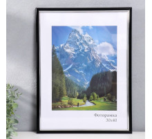 Фоторамка для фото 30×40 см Keep memories «Гамма», пластик, чёрный с серебром, (пластиковый экран)