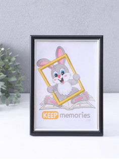 Фоторамка для фото 15×21 см Keep memories «Гамма», пластик, чёрный с серебром, (пластиковый экран)