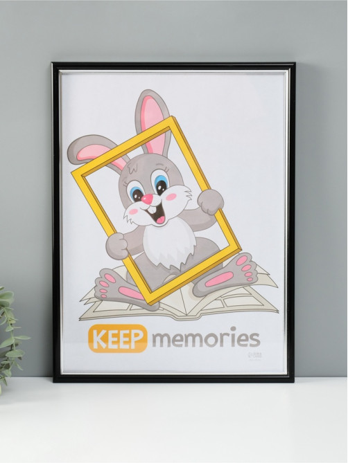 Фоторамка для фото 30×40 см Keep memories «Гамма», пластик, чёрный с серебром, (пластиковый экран)