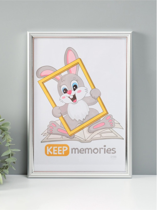 Фоторамка для фото 21×30 см Keep memories «Гамма», пластик, матовое серебро, (пластиковый экран))