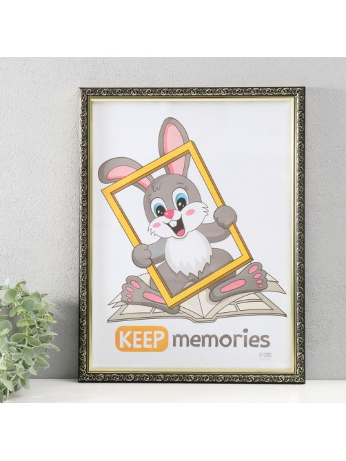 Фоторамка для фото 30×40 см Keep memories «Винтаж», пластик, чёрный с золотом