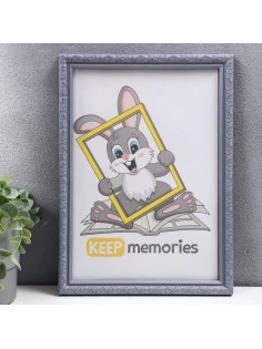 Фоторамка для фото 21×30 см Keep memories, Thea, пластик, серебристый металлик, (пластиковый экран)