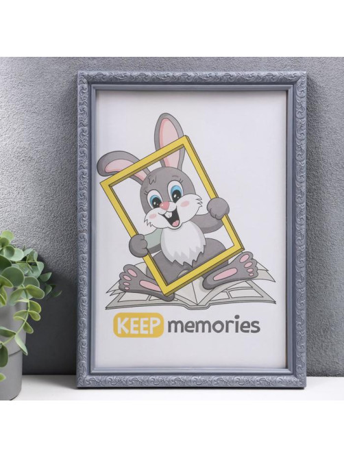 Фоторамка для фото 21×30 см Keep memories, Thea, пластик, серебристый металлик, (пластиковый экран)
