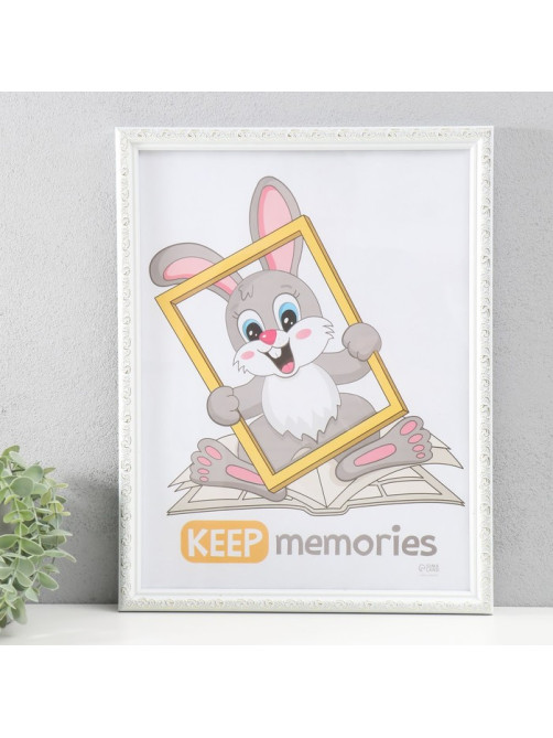 Фоторамка для фото 30×40 см Keep memories «Винтаж», пластик, белый, (пластиковый экран)