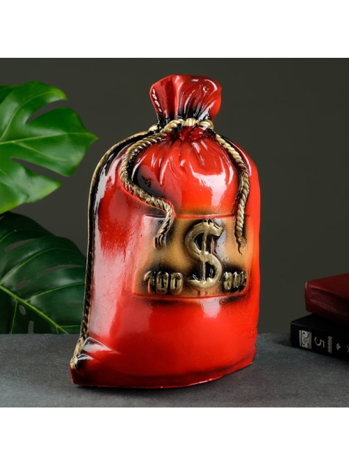Копилка для денег «Мешок: сто тысяч», гипс, красный, 14×22×32 см