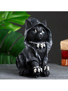 Копилка для денег «Кот-хиппи», полистоун, чёрный, 23×13×16 см