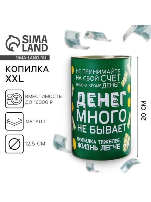 Копилка XXL «Денег много не бывает», 20×12.5 см