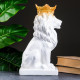 Копилка для денег «Лев с короной», гипс, белый с золотом, 19×14×35 см