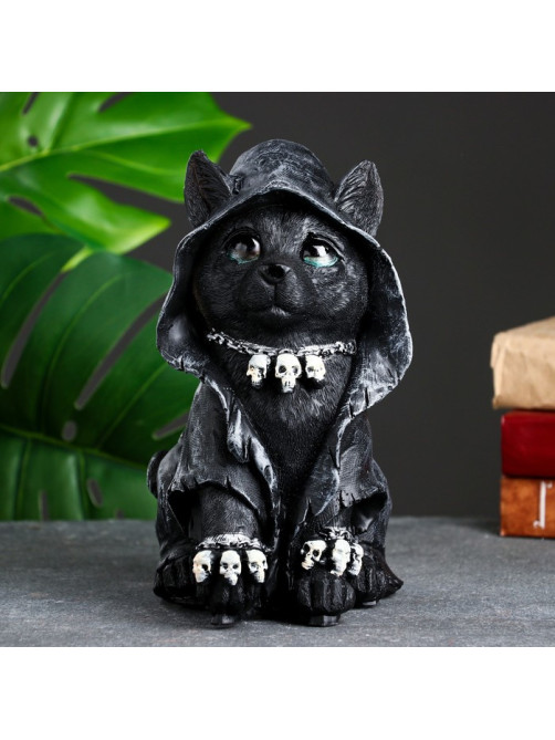 Копилка для денег «Кот-хиппи», полистоун, чёрный, 23×13×16 см