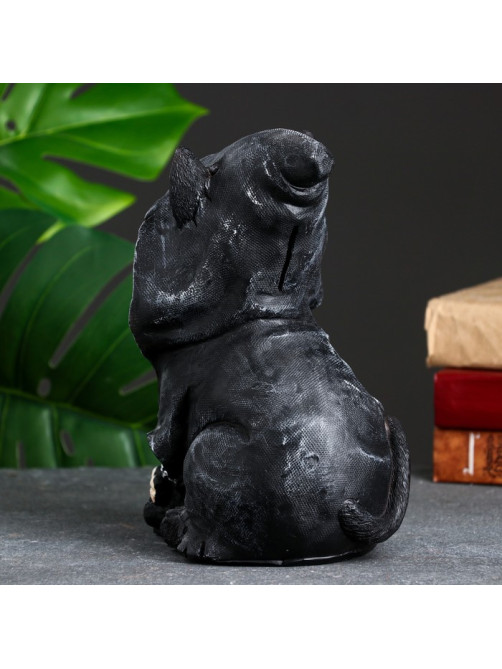 Копилка для денег «Кот-хиппи», полистоун, чёрный, 23×13×16 см