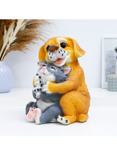Копилка для денег «Кошка с собакой», полистоун, 17×19×26 см