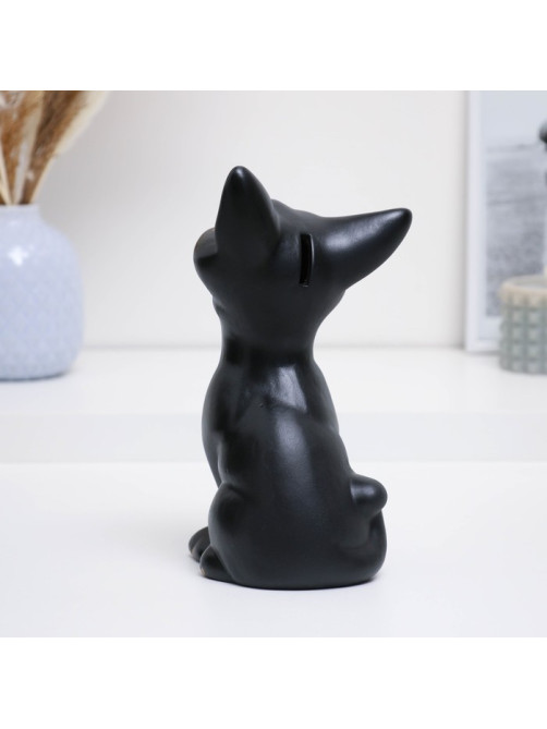 Копилка для денег «Кот Оскар», чёрный, керамика, 12×13×23 см