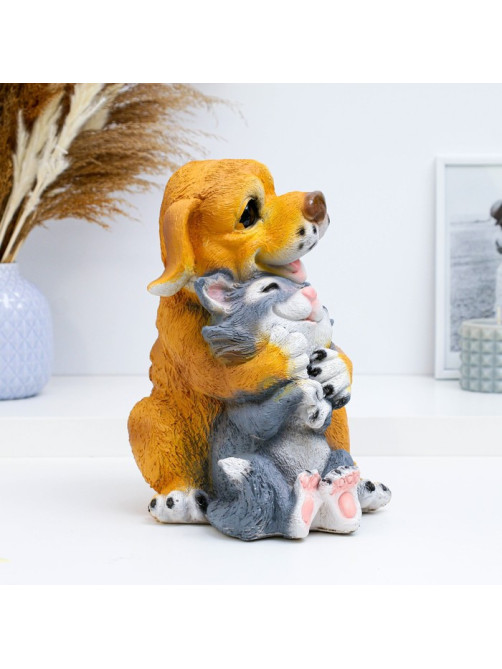 Копилка для денег «Кошка с собакой», полистоун, 17×19×26 см