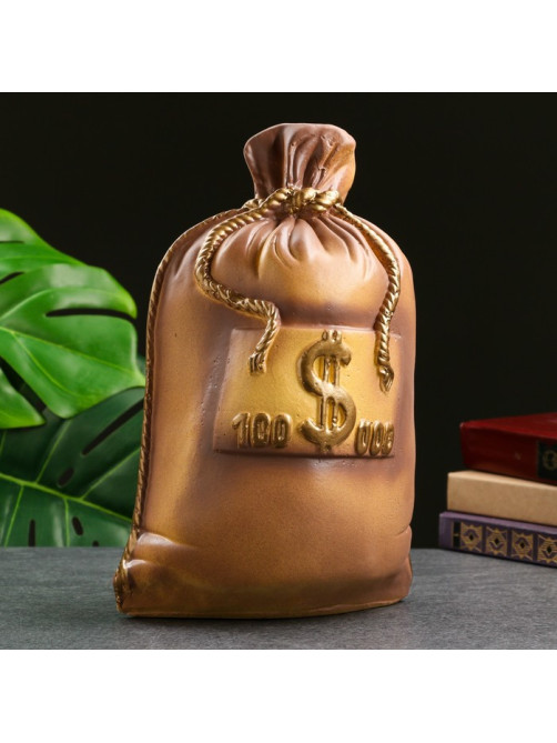 Копилка для денег «Мешок: сто тысяч», гипс, коричневый, 14×20×32 см