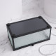 Шкатулка для украшений Wet Glass, органайзер с крышкой стеклянный, с зеркальным основанием, 14.5×8.5 см, прозрачная, чёрная