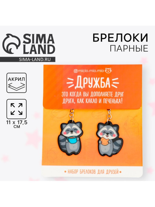 Брелоки парные «Еноты» набор, 2 шт., 11×17.5 см