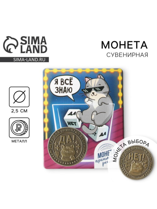Монета выбора сувенир «Да - Нет», 2.5 см