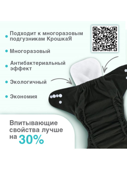 Вкладыш в многоразовый подгузник Крошка Я, 3-х слойный, 30 см, 1 шт., хлопок